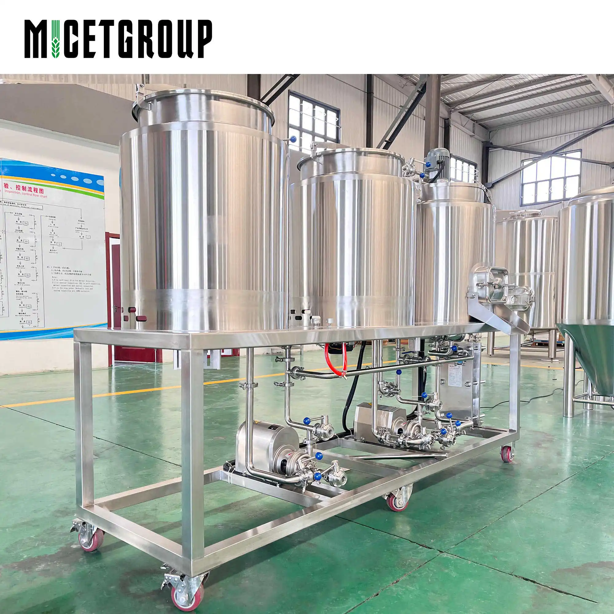 100L direct fire heating 3 vessel brew kettle home brewing system nano brewery gas heating craft beer brewing equipment