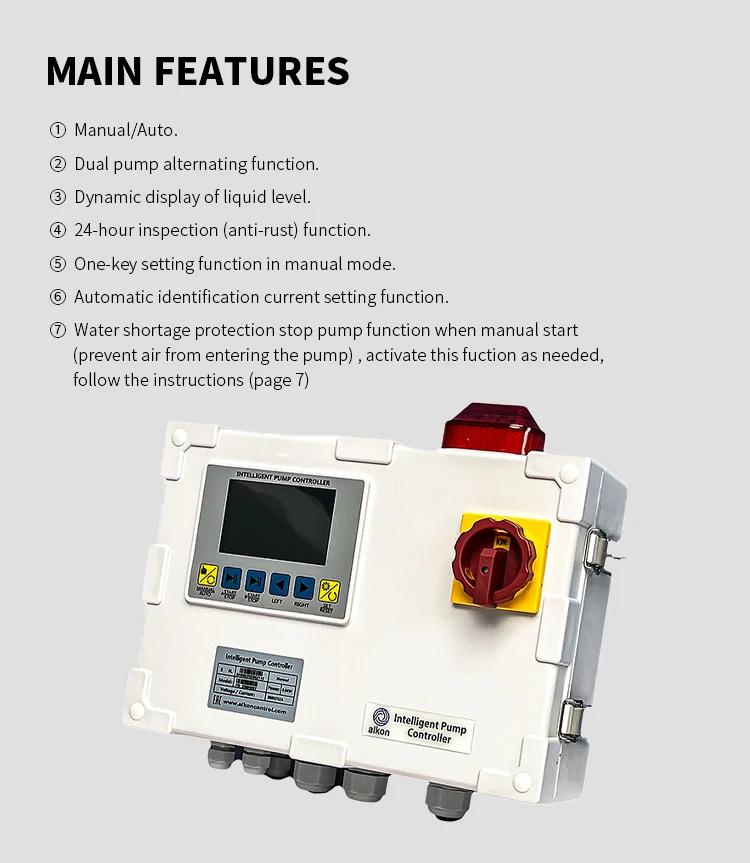 7.5kw 380v overload protection manual auto Level probe fully automatic intelligent water pump controller