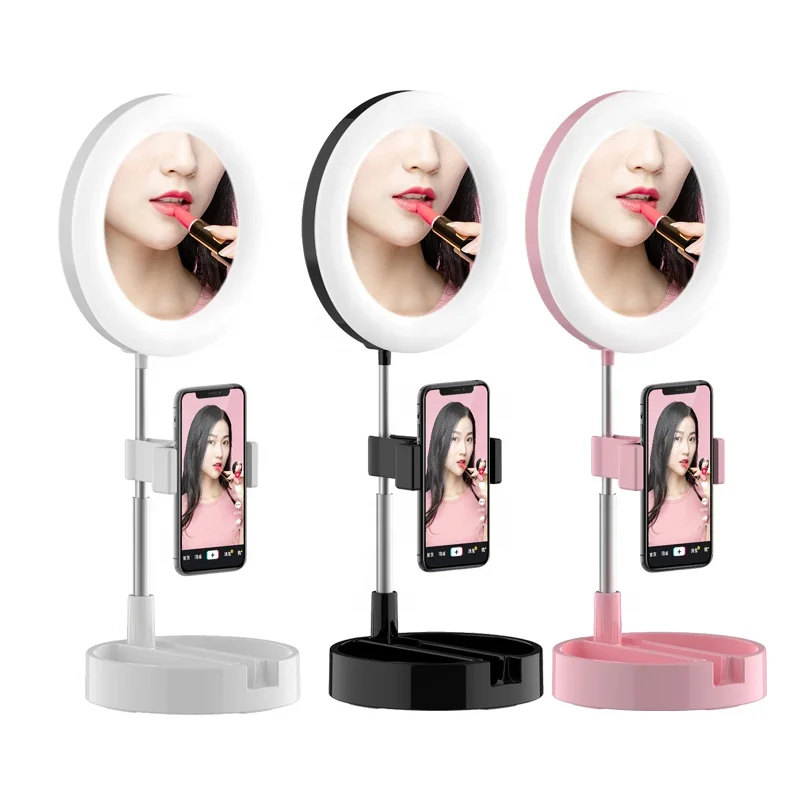 G3 hot selling Beauty Live Broadcast live makeup multipurpose desk lamp foldable dimmable selfie ring light phone holder
