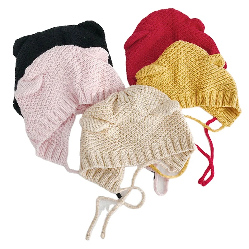 South Korea Style Sweet Lovely Ski Hat Girl Warm Knitting Lacing Windproof Hat