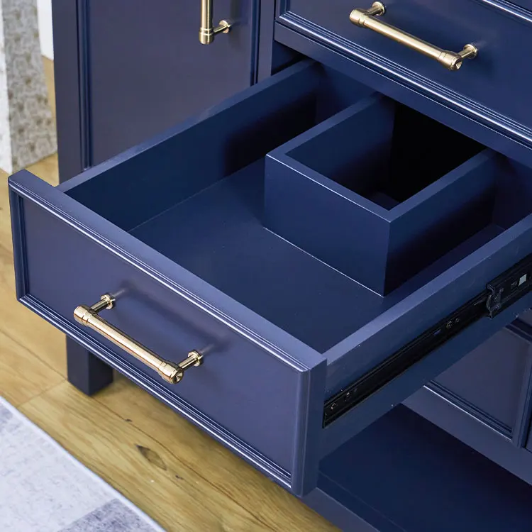 Высококачественный темно-синий туалетный столик 42 дюйма для ванной комнаты с керамической мраморной поверхностью, современный туалетный столик для ванной комнаты