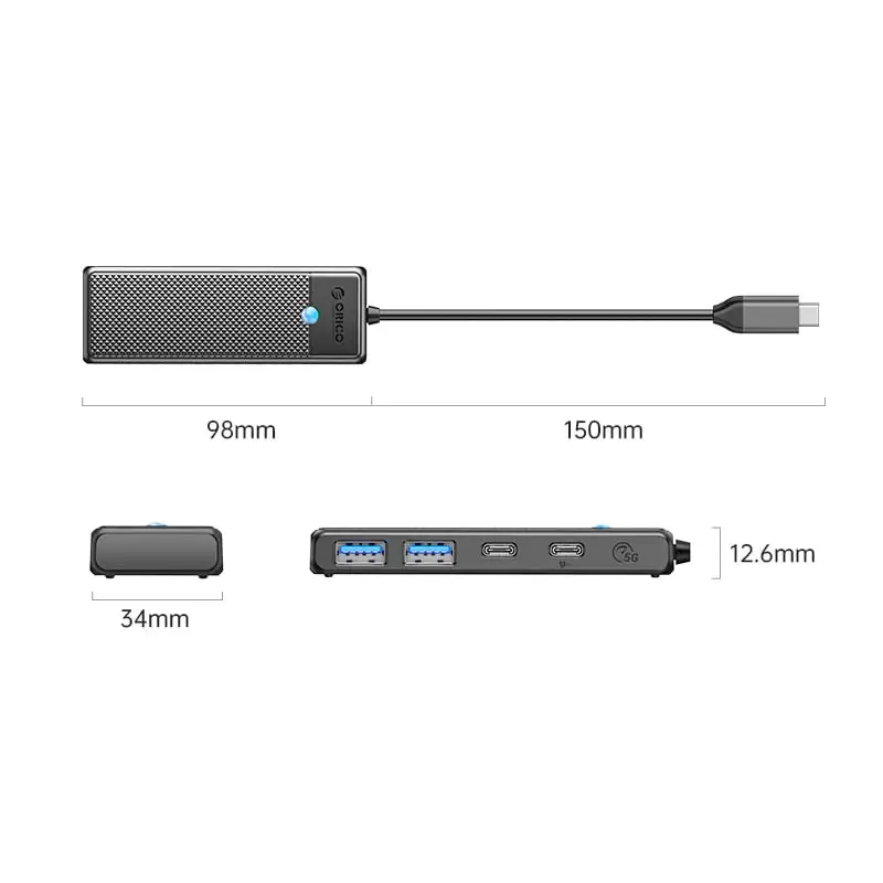 ORICO wholesale USB C Hub 4-in-1 USB C to USB Multiport Adapter, USB-C Data Port, 2 USB 3.0 Data Ports, USB C Splitter
