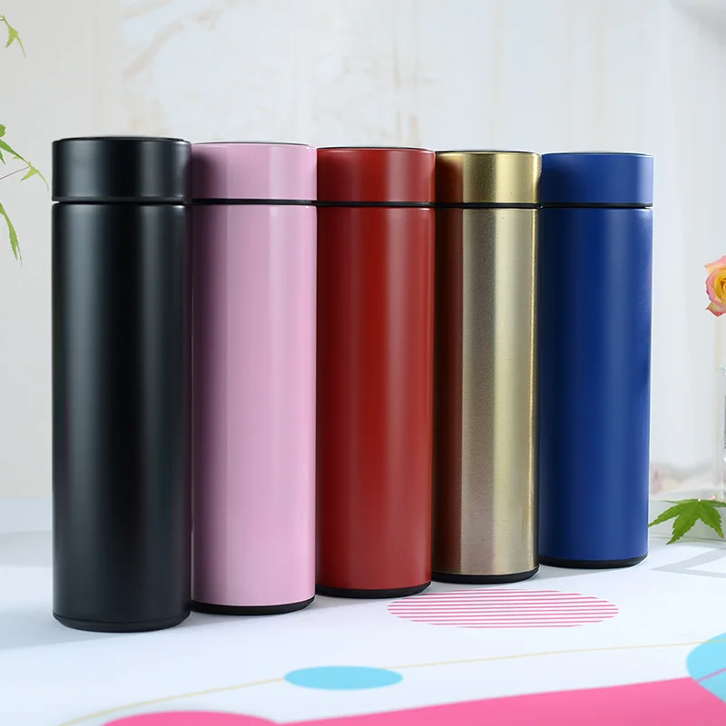 Custom logo 500ml Thermos Stainless Steel Water Bottle  Vacuum Flask for Business  School with Digital LED Display  Tea Infuser