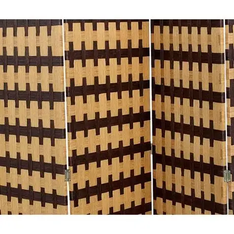 New style 4 Panels Room Screen Divider Hand-Woven Design Room Divider Wooden Removable Storage Shelves Screen Suitable for Livin
