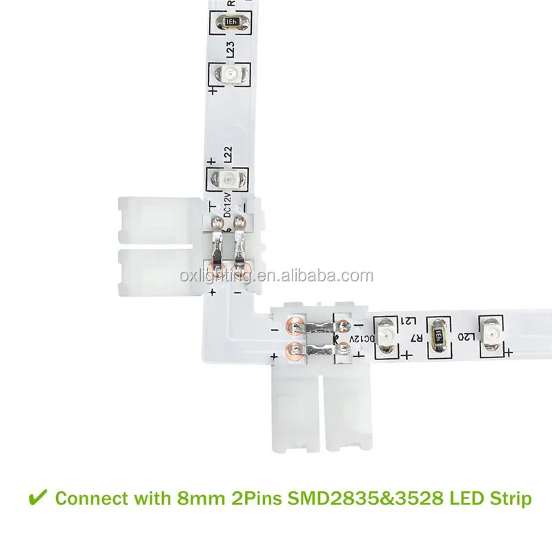 WS2812 Led Strip 8MM 10mm 12MM 2pin 3pin 4 pin L X T Shape Connectors For WS2811 WS2812B LED Strip Lights