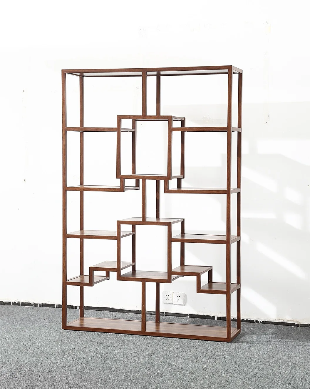 Modern Wooden Bookshelf 4-tier Folding Bookcases Home Office Industrial Metal Storage Racks
