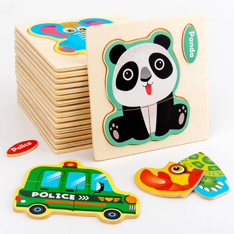 
Baby Toys Wooden 3d Puzzle Cartoon Animal Intelligence Kids Educational Brain Teaser Children Tangram Shapes Learning Jigsaw 