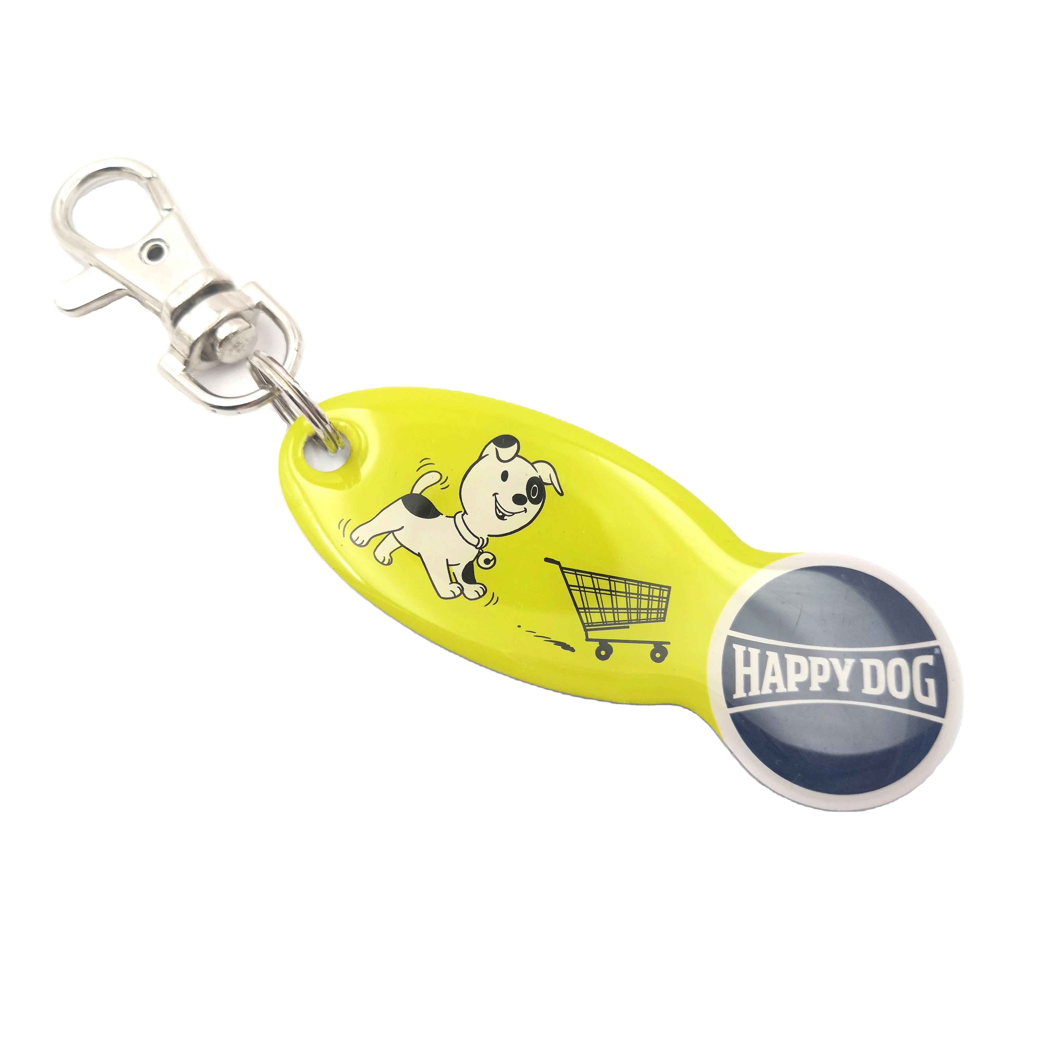 Custom epoxy Shopping Trolley Token metal keychain cheap Supermarket trolley key chain  Coin Holder Keychain  for free gift