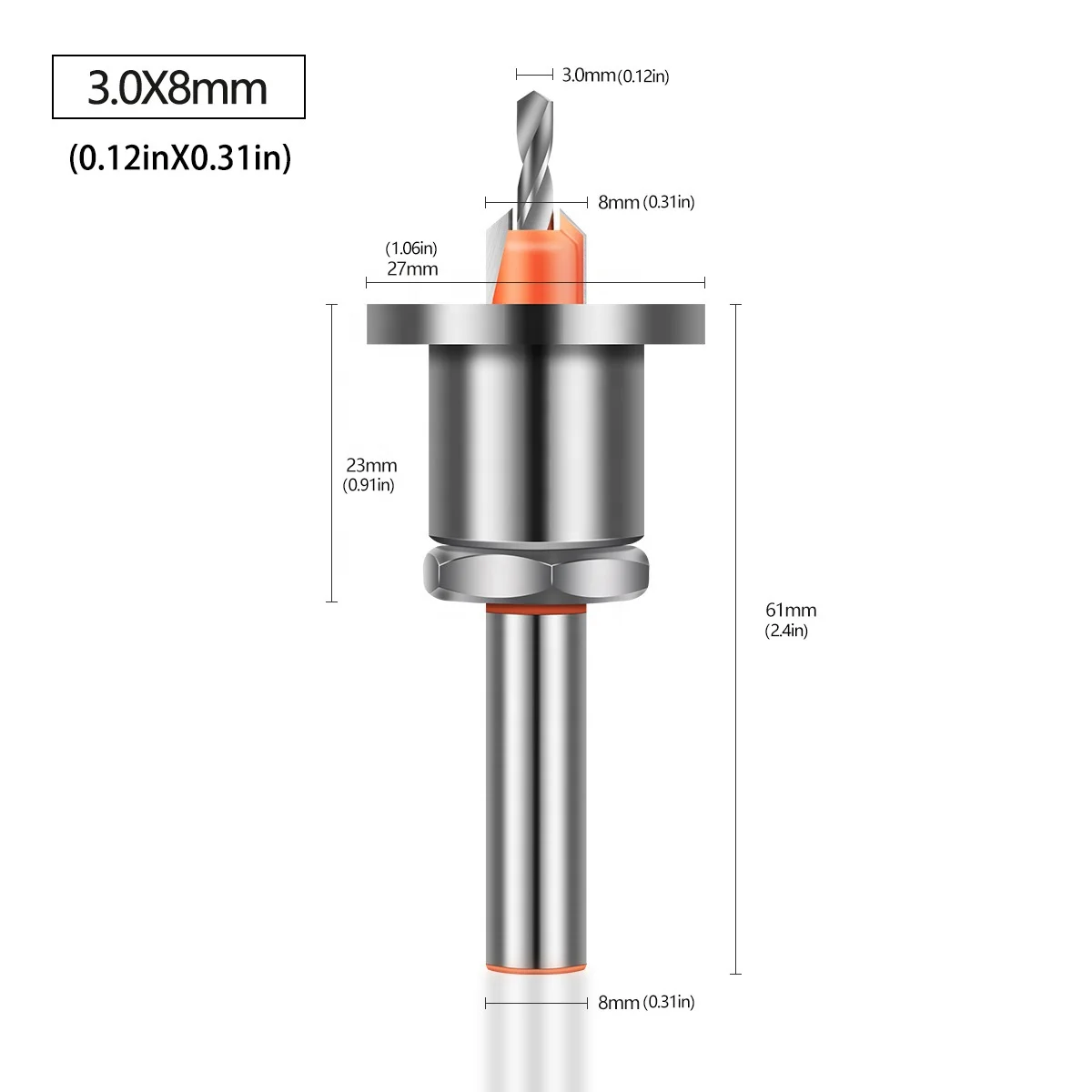 8mm Shank Hss Countersink Router Bit Counterbore Drills Wood Screw Extractor Woodworking Milling Cutter High Quality Tool