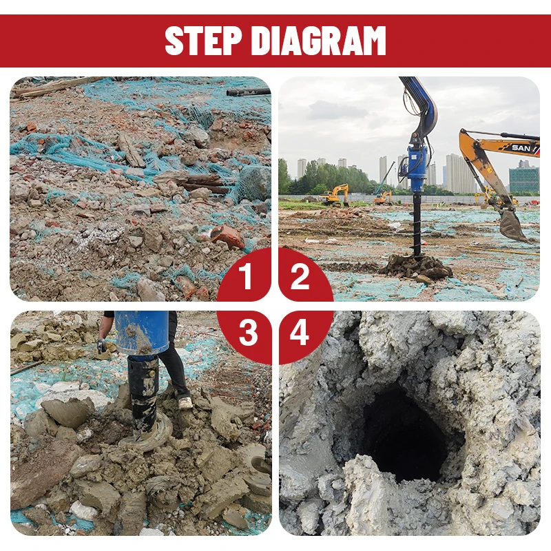 Hydraulic Earth Drilling Excavator with Auger Drill for Soil and Rock Drilling
