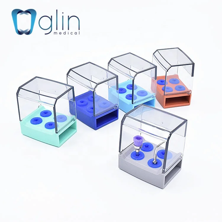 Dental 4 Hole RA Holder Instrument Holder Sillicon Rubber Disinfection Box Autoclavable Dental Bur Holder G-022A