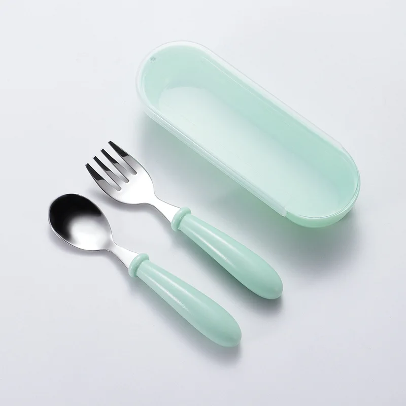 BPA free Children cutlery set utensils food grade 304 stainless steel tableware kids fork and spoon with portable case
