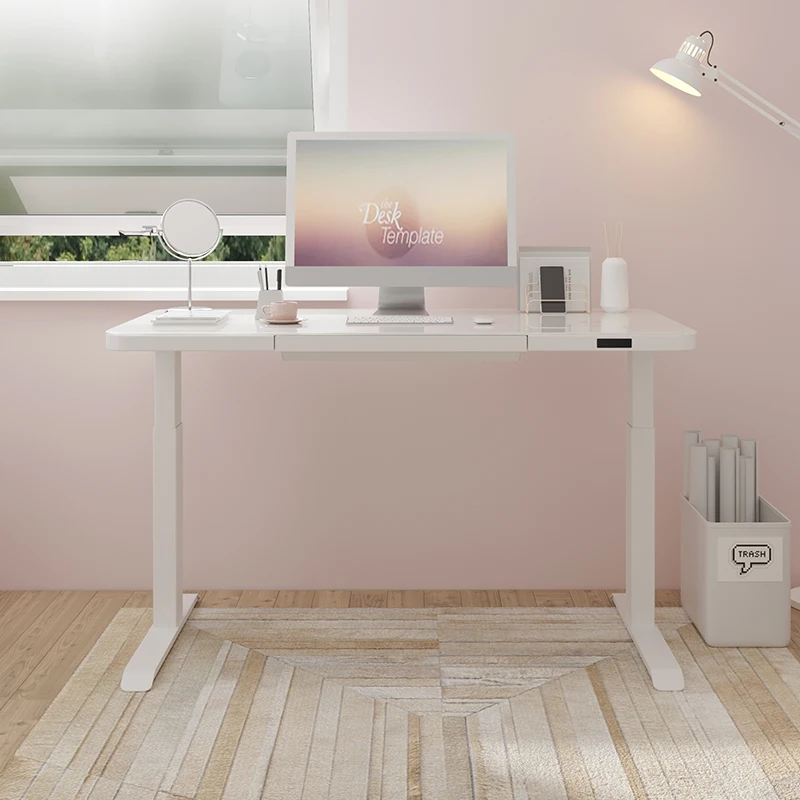 Smart Home Office Dual Motor Sit Stand Lifting Motorize Glass Height Adjustable Electric Desk