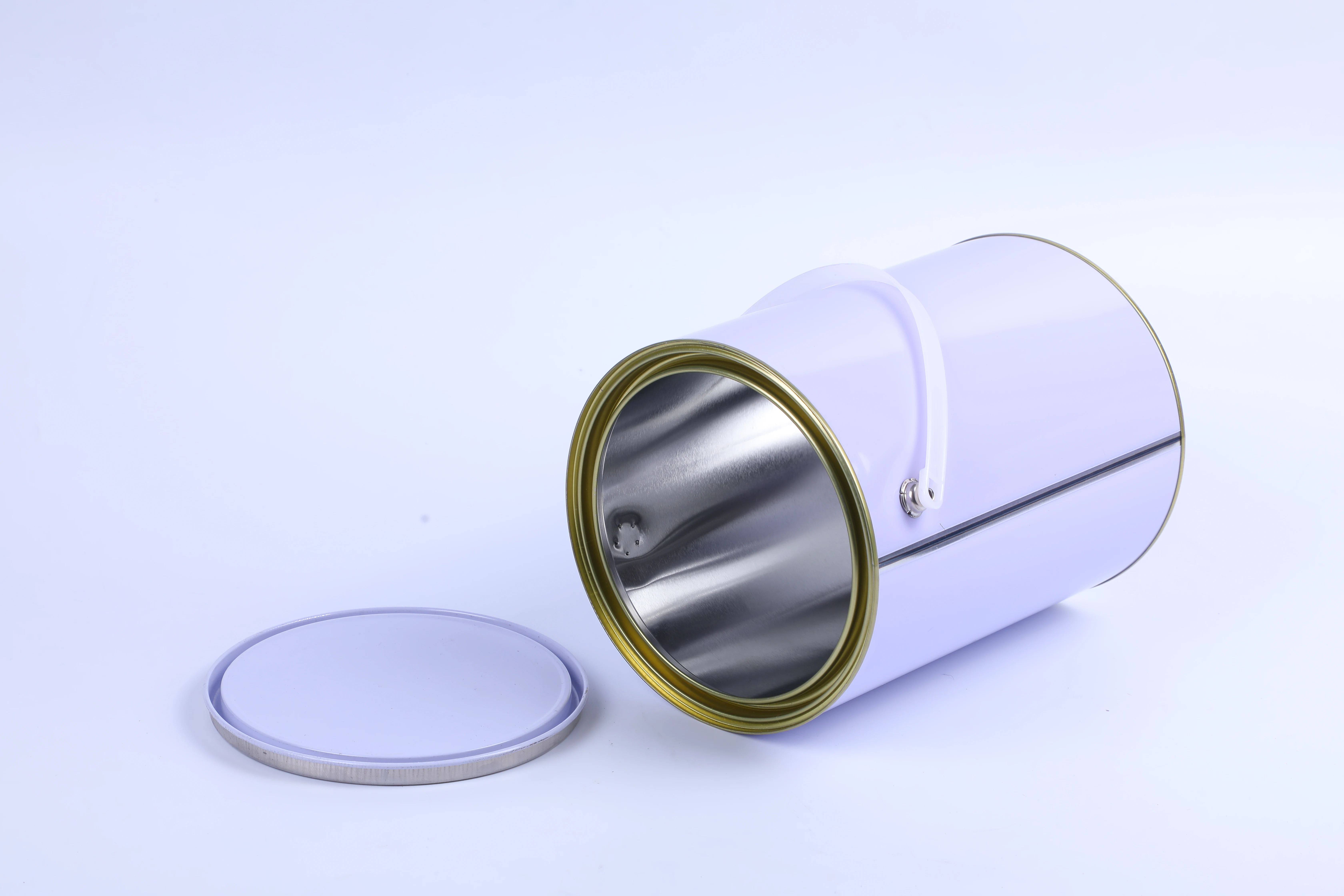 
5L small round paint tin can container press tin can with lid 