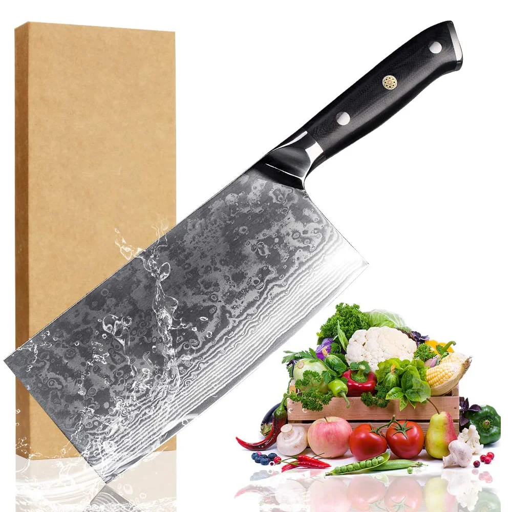 Японский VG-10 67-слой дамасской стали гироборд с колесами 8 дюймов Большой слайсер разделочные шеф-повара нож мясника/Кливер