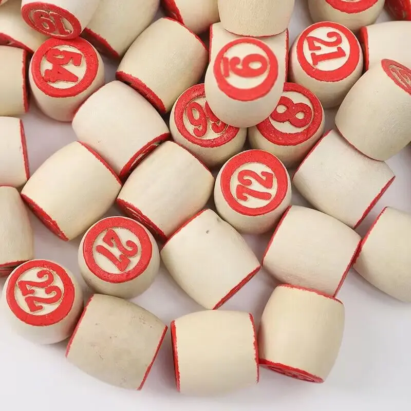 Factory Price Wood Bingo Game Chips, Paper Card Bingo Games Double Sides Wooden Digital  Educational Toy for Kid