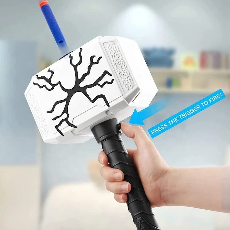 New Arrivals Thor4 Hammer Foam Blaster Toy Gun for Kids Adults Roleplay Games  Mjolnir with Lights and Customizable Soft Bullets