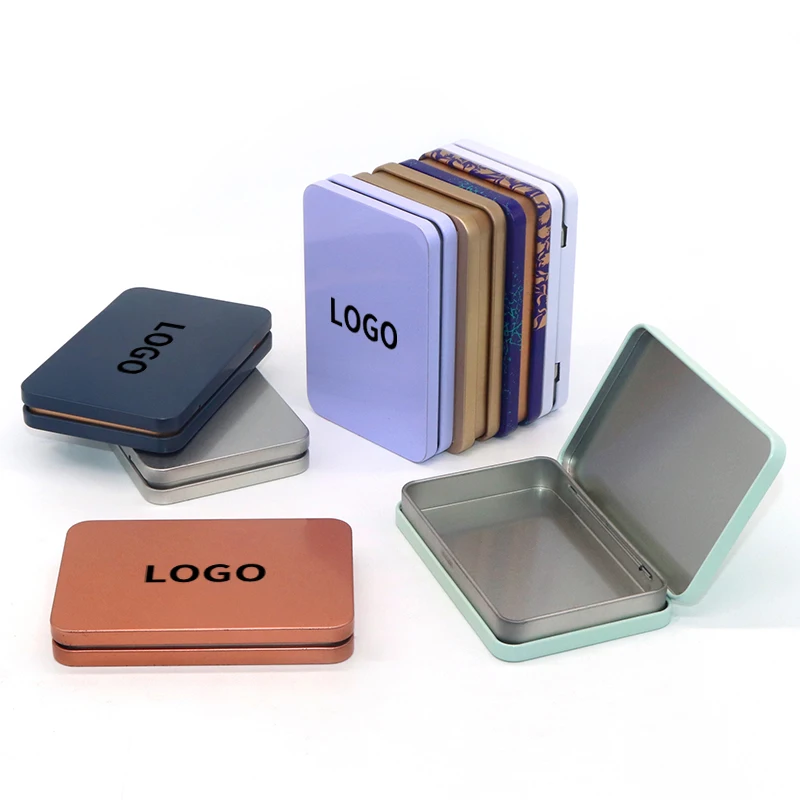 wholesale  rectangle tin cigarette case custom candy mint tea metal packaging hinge tin case