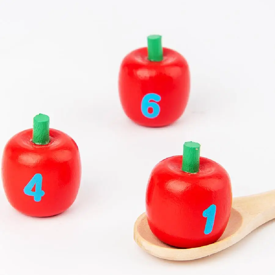 Children Educational Learning Math Toys Fun Apple Picking Wooden Puzzle Game Exercise Hand-eye Coordination Toy