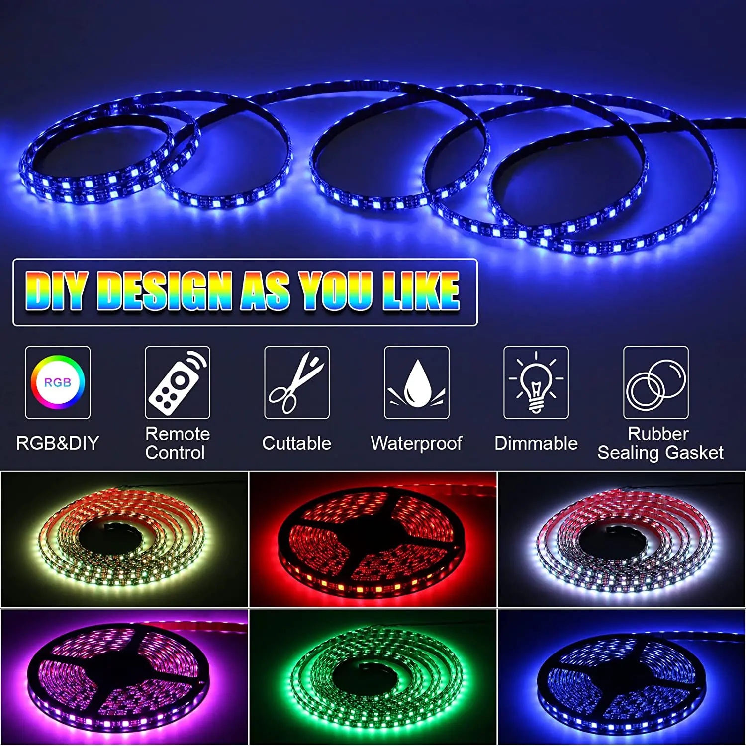 RV Led Awning Party Light RGB Camper Awning Lights 5M/16.4FT Waterproof 12V RV Outdoor Awning Lights with Smartphone APP / Remo