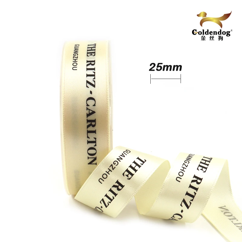 Оптовая продажа из Гуанчжоу, атласная лента с односторонним шелкографическим принтом для подарочной упаковки