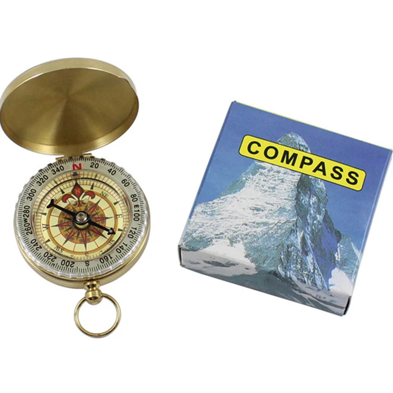 Engravable Handmade Nautical Antique Brass Compass Navigation Pocket Screw Compass for Kids Camping Hiking
