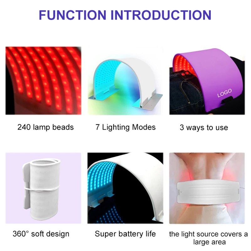 Portable 7 IN 1 Light Color Body Led Red Light Therapy 240pcs Lamp Skin Rejuvenation Facial Beauty