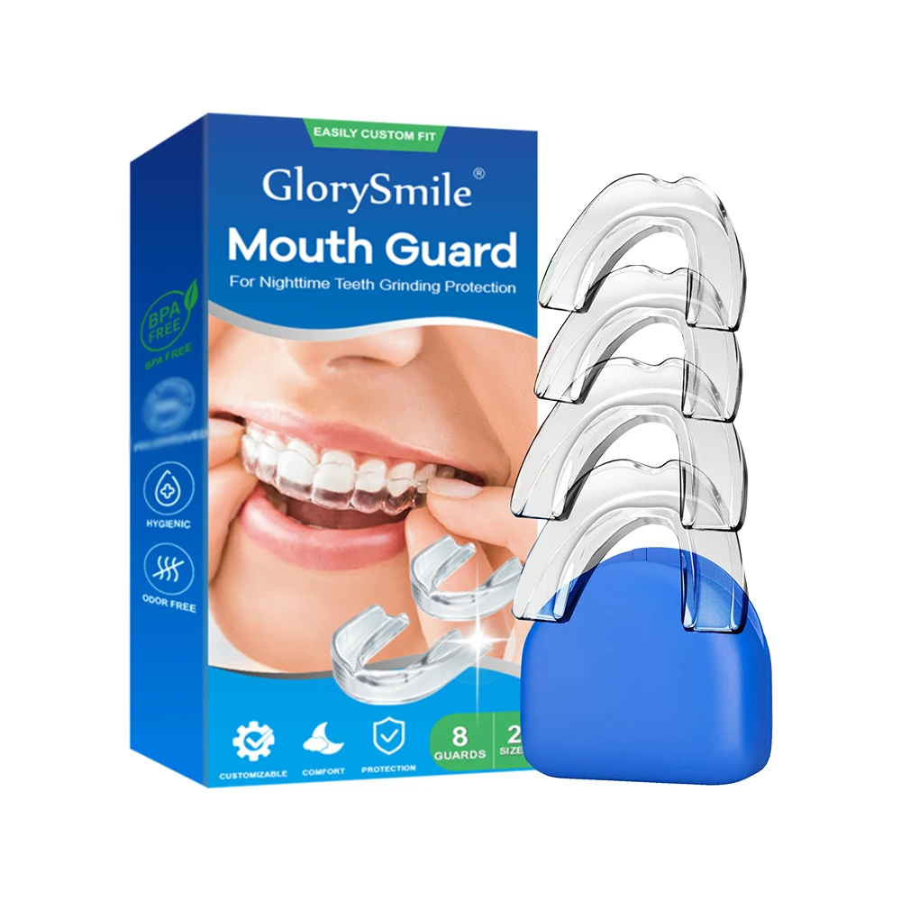 Pack of 8 Moldable Anti Snoring Mouth Guard for Teeth Grinding Clenching Bruxism Sport Athletic Whitening Tray