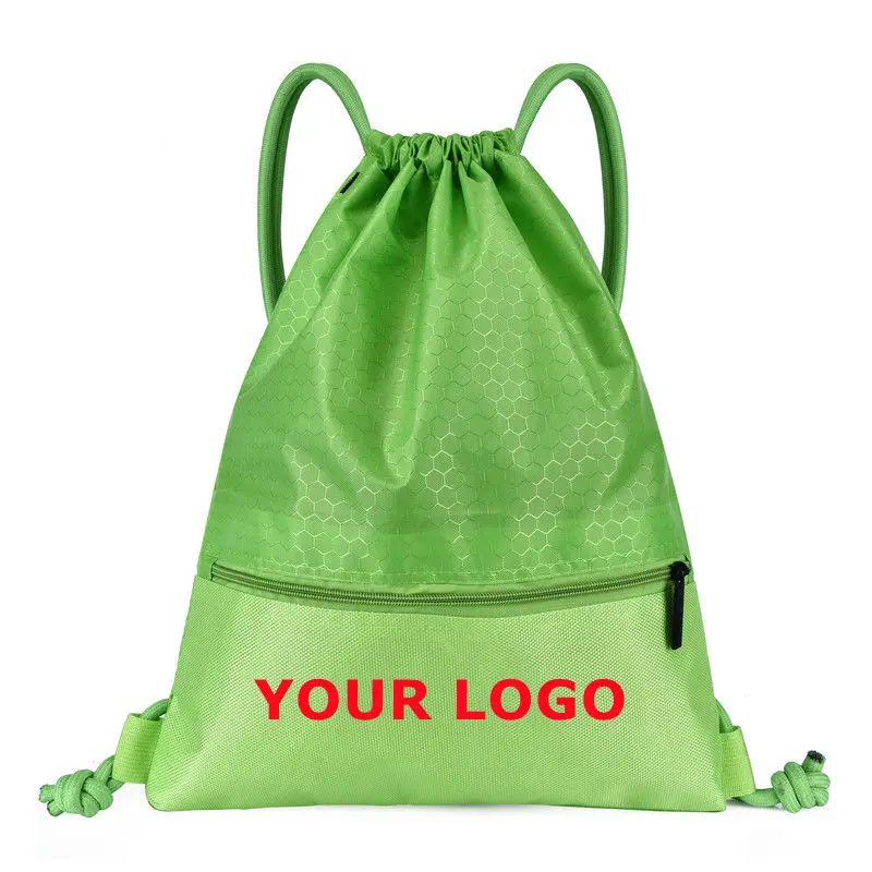 Customized  Lightweight Mesh Drawstring Gym Backpack Mesh Bag Polyester Plain Draw String Swimming Waterproof Bag