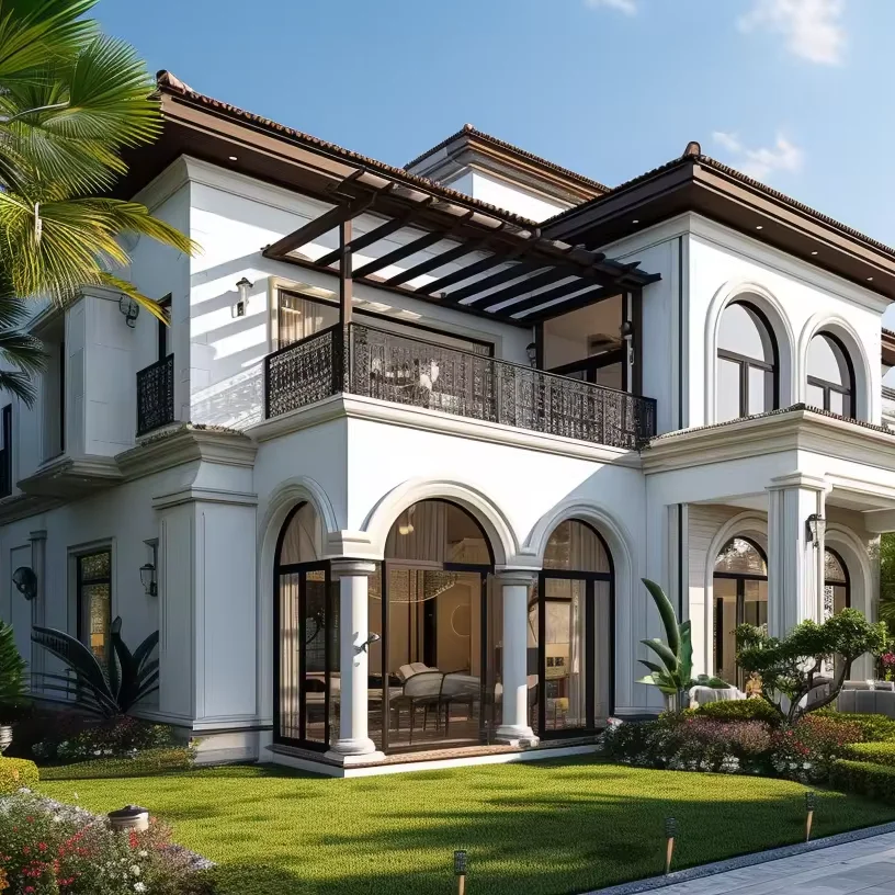 Villa windows design hurricane impact swing mosquito net fixed glass double triple glazed arch aluminum casement window