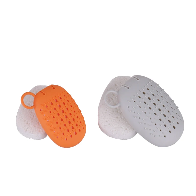 2 in 1 silicone soap case Blistering Loofah Sponge Bath Body Brush for Exfoliating