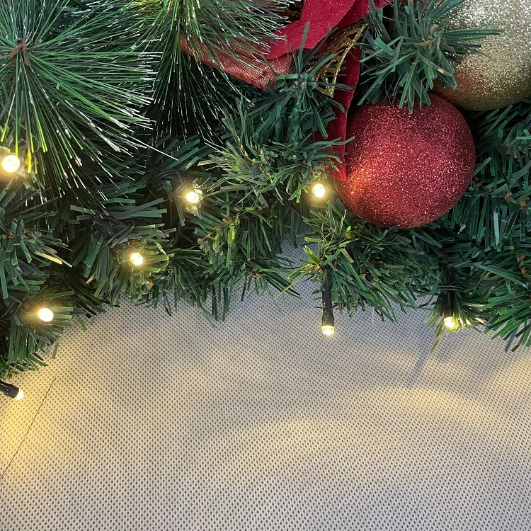 Prelit Led Light PVC Pine Needle Mixed Christmas Garland With Custom Christmas Ball