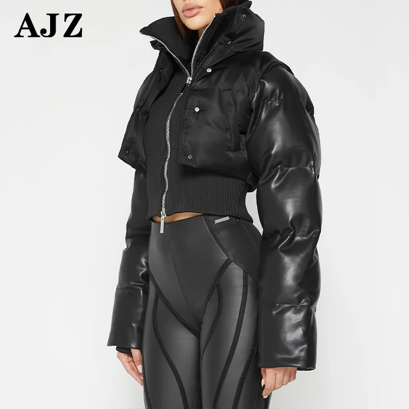 Manufacturer Wholesale Ladies Reflective Design Padded Supplier Custom Logo Black Winter Bubble Women Crop Down Puffer Jacket