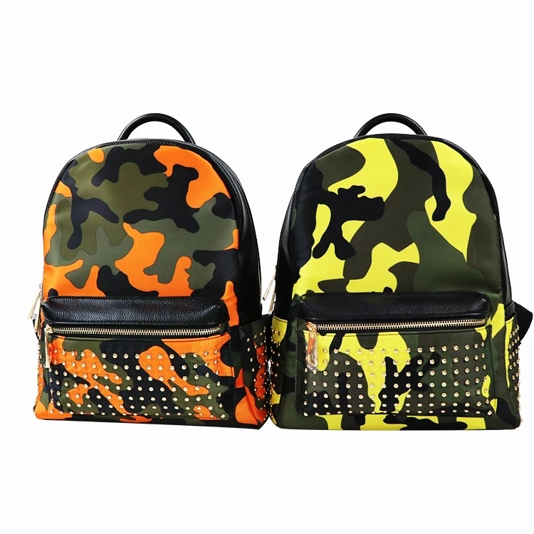 New Hot Selling Products OEM Wholesale Custom Logo School Bags Laptop Waterproof PU Leather Large Camouflage Backpacks