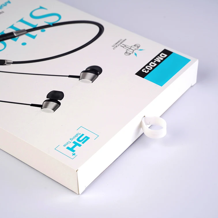 Custom design white folding paper package boxes with plastic hanger wholesale paperboard bluetooth earphone packaging box