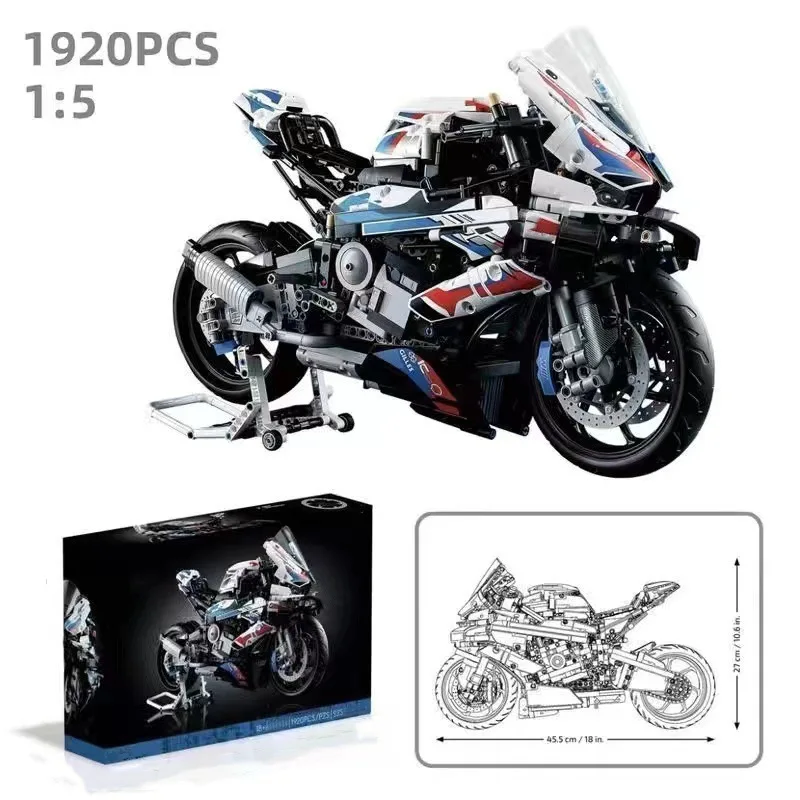 Технический M1000 RR 42130 мотоцикл строительные блоки 1920 шт. пластиковая модель мотоцикла совместимая 42159 гоночный автомобиль подарок