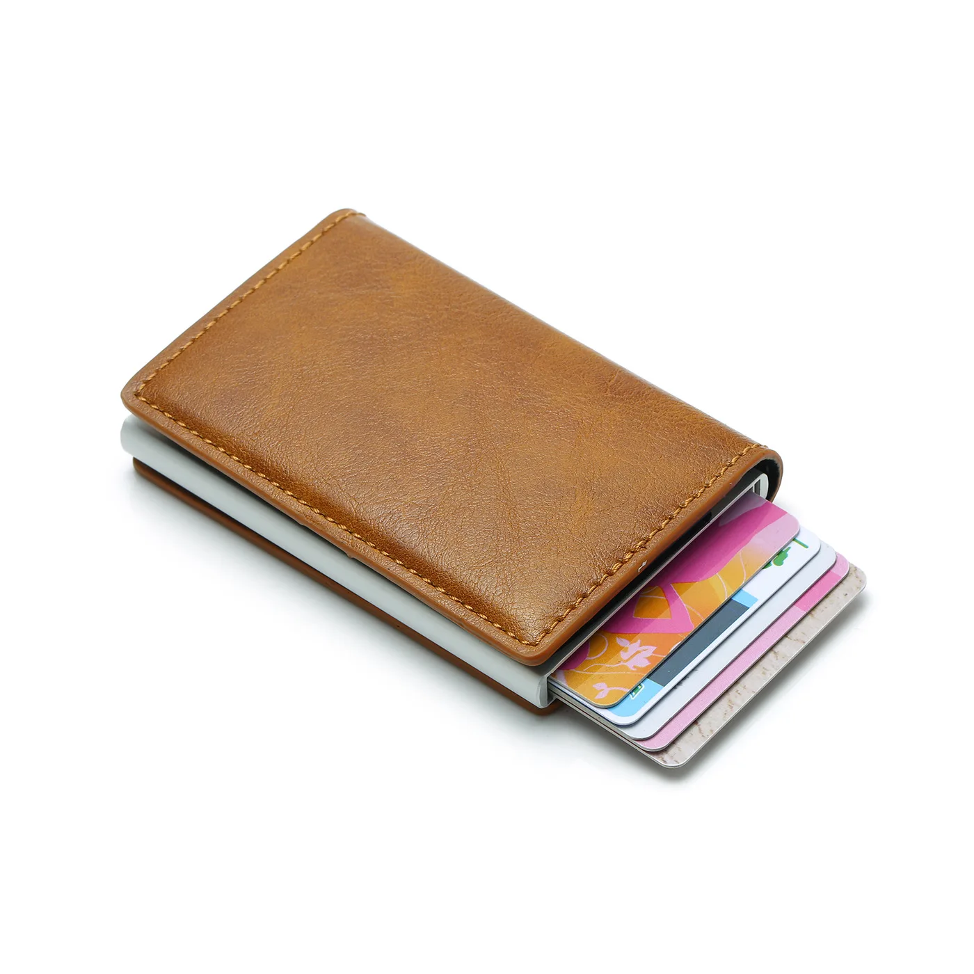Secure RFID Blocking metal wallet Pop Up Credit Card Holder