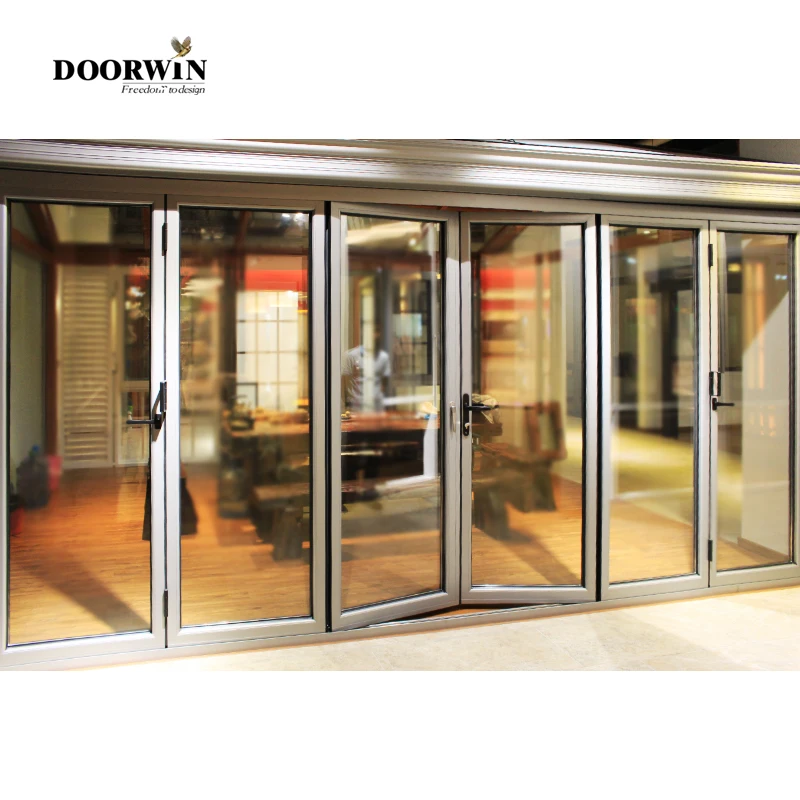 Soundproof Turkey Steel Outdoor Aluminium Wood Glass Folding Sliding Patio Exterior Frameless Bifold Doors
