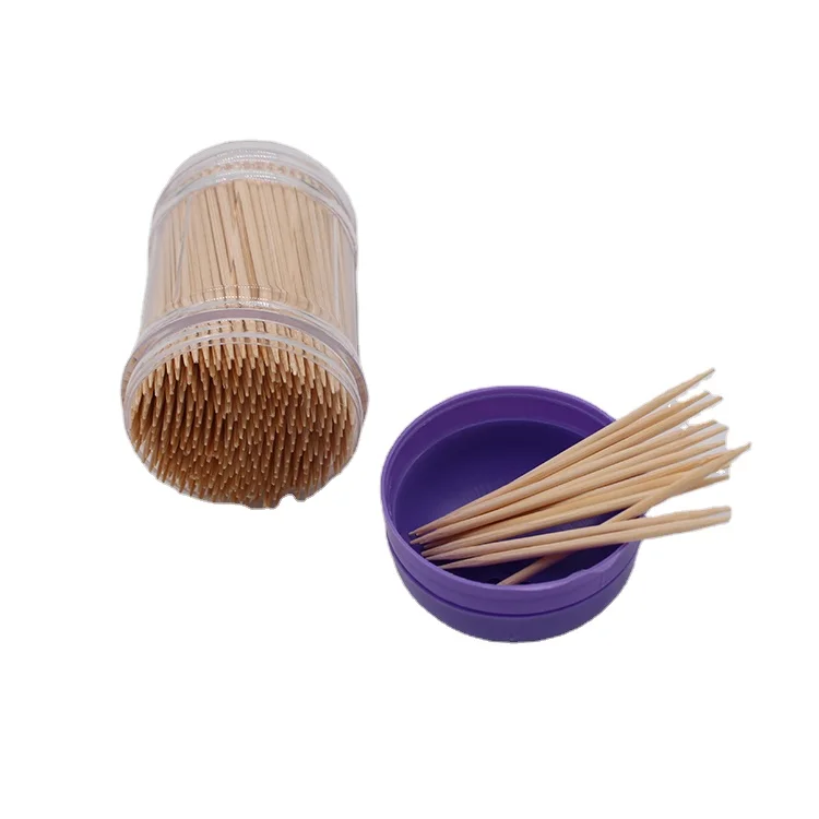 Wholesale Factory Natural Durable Bamboo Toothpick Plastic Container