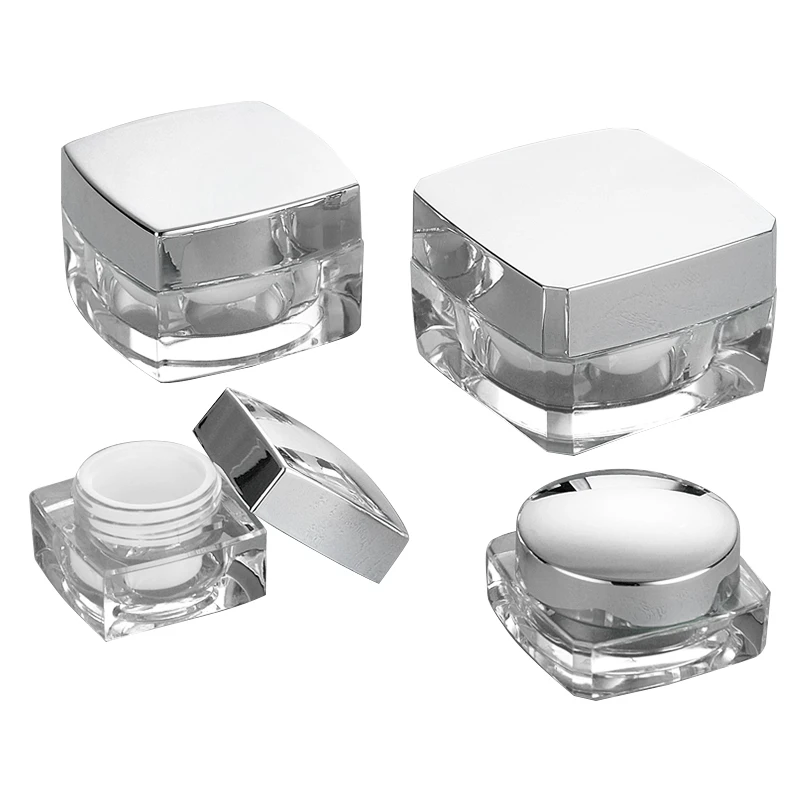 5g 10g 15g 20g square shape clear acrylic makeup jar with black lid hand eye cream jar