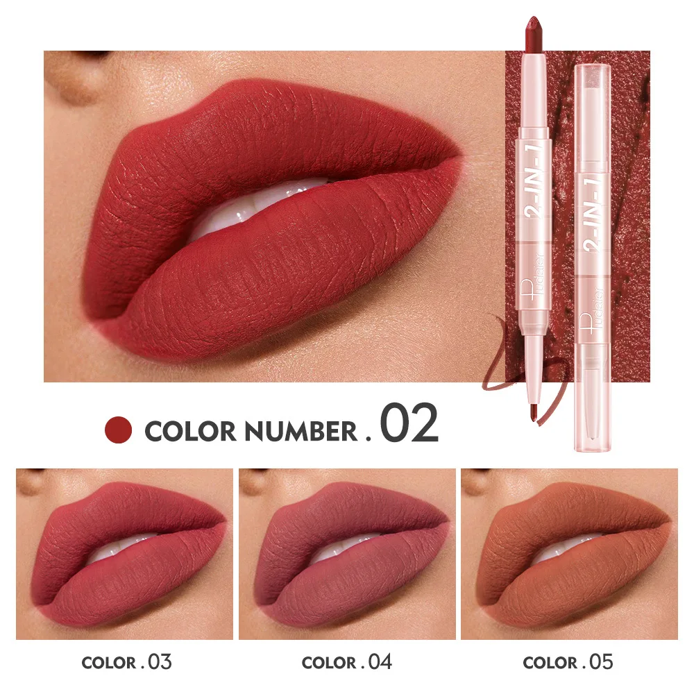 European and American multi-color lipstick lip pencil non-fading matte double-ended lipstick foreign trade makeup wholesale