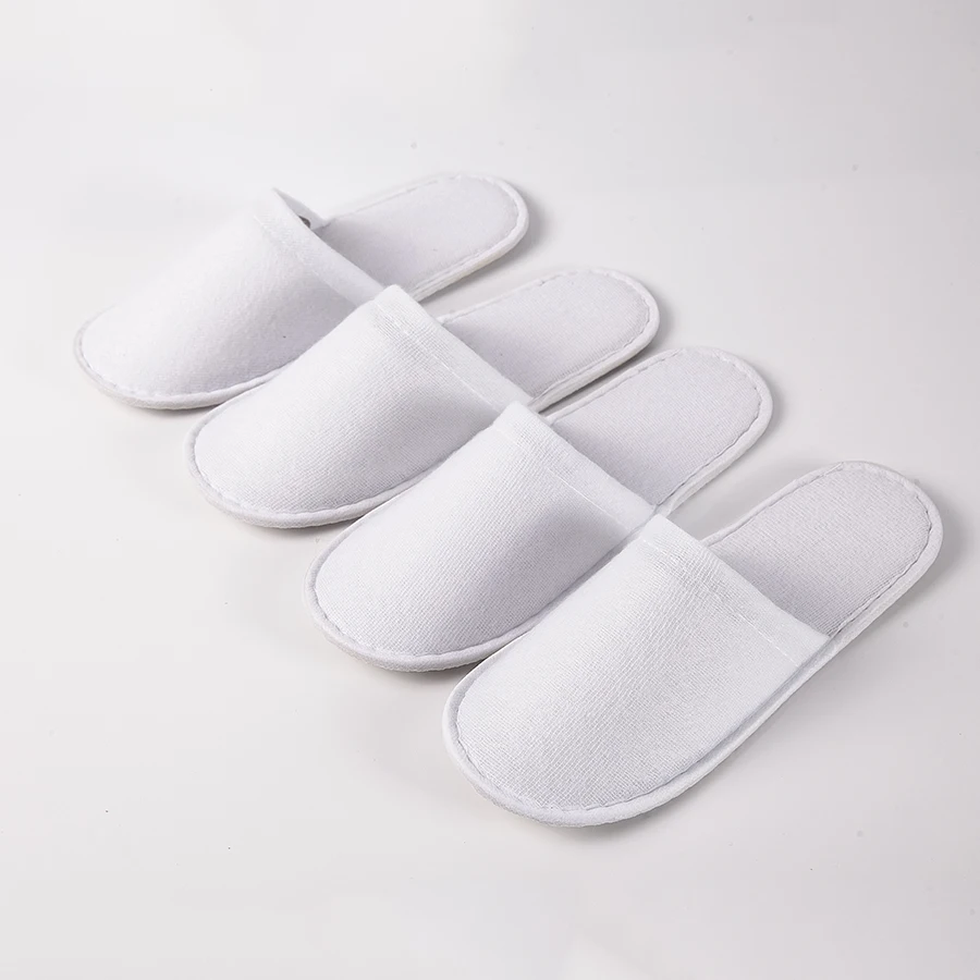 White hotel slippers luxury white non-slip EVA sole high quality spa hotel bedroom disposable slippers