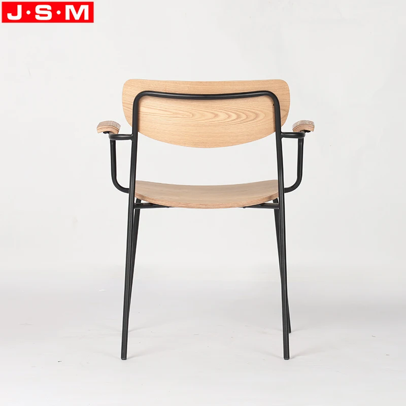 Italian Design Good Quality Metal Leg Plywood Ash Veneer Seat And Back Dining Chair For Restaurant