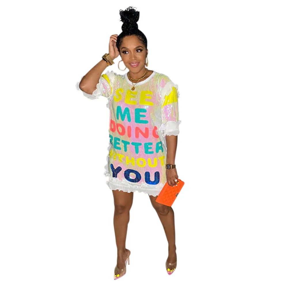 Women Trending Sundress Ladies Clothes Shorts Skirt Party Dress Evening Shiny Sequined Sexy Elegant Casual Summer Outfits Dress