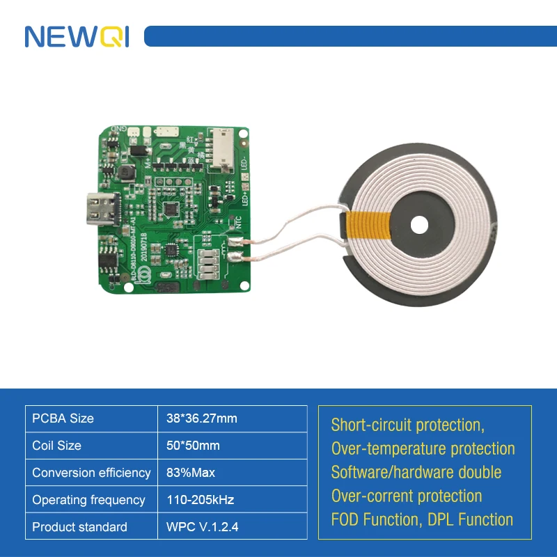 wireless charger transmitter and receiver kit,coil qi wireless charging PCBA,5w/10w/20w magnetic wireless charger module