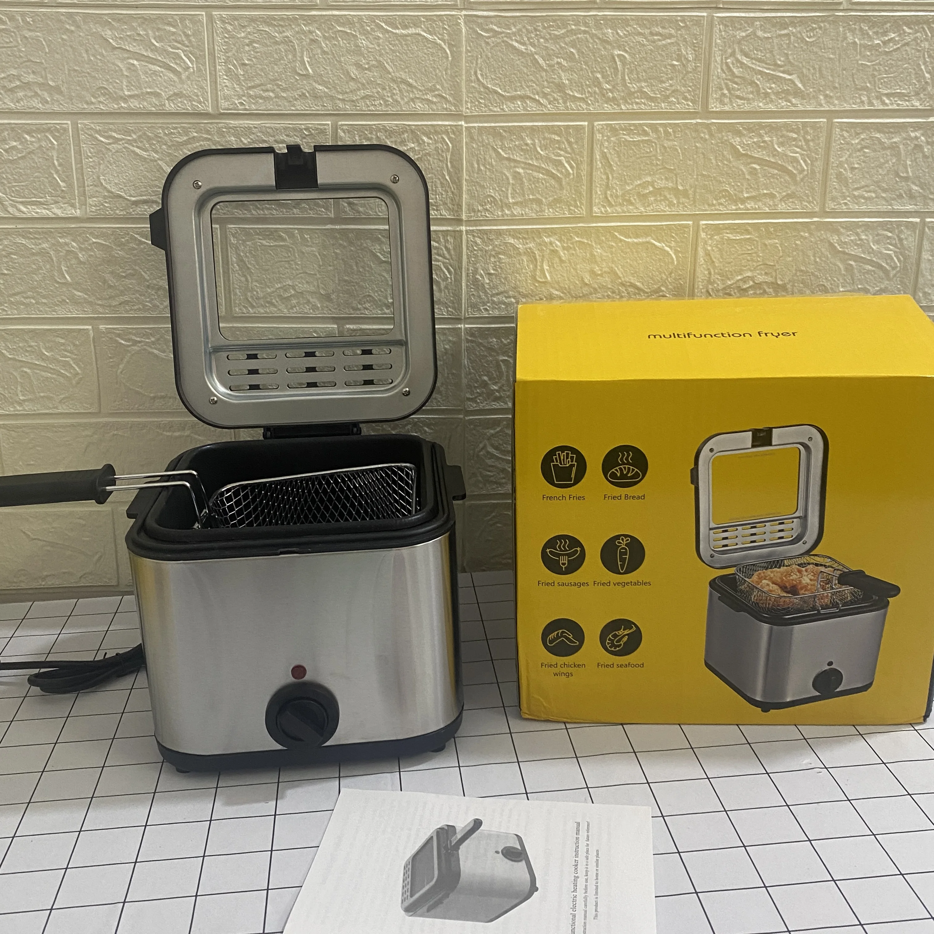 No Smoke Commercial Oil And Water Small Snacks Continue Combo 2.5L   fried chicken fryer