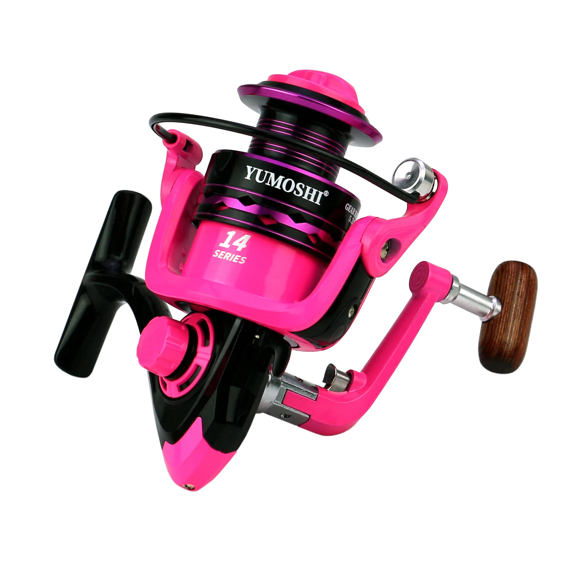 14BB 5.2:1 3 colors cork handle saltwater and freshwater fishing tackle metal line cup spinning fishing reel