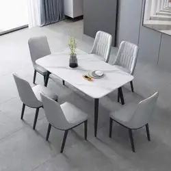 2022 hot selling four-person slate dining table rectangular home light luxury modern dining table and chairs