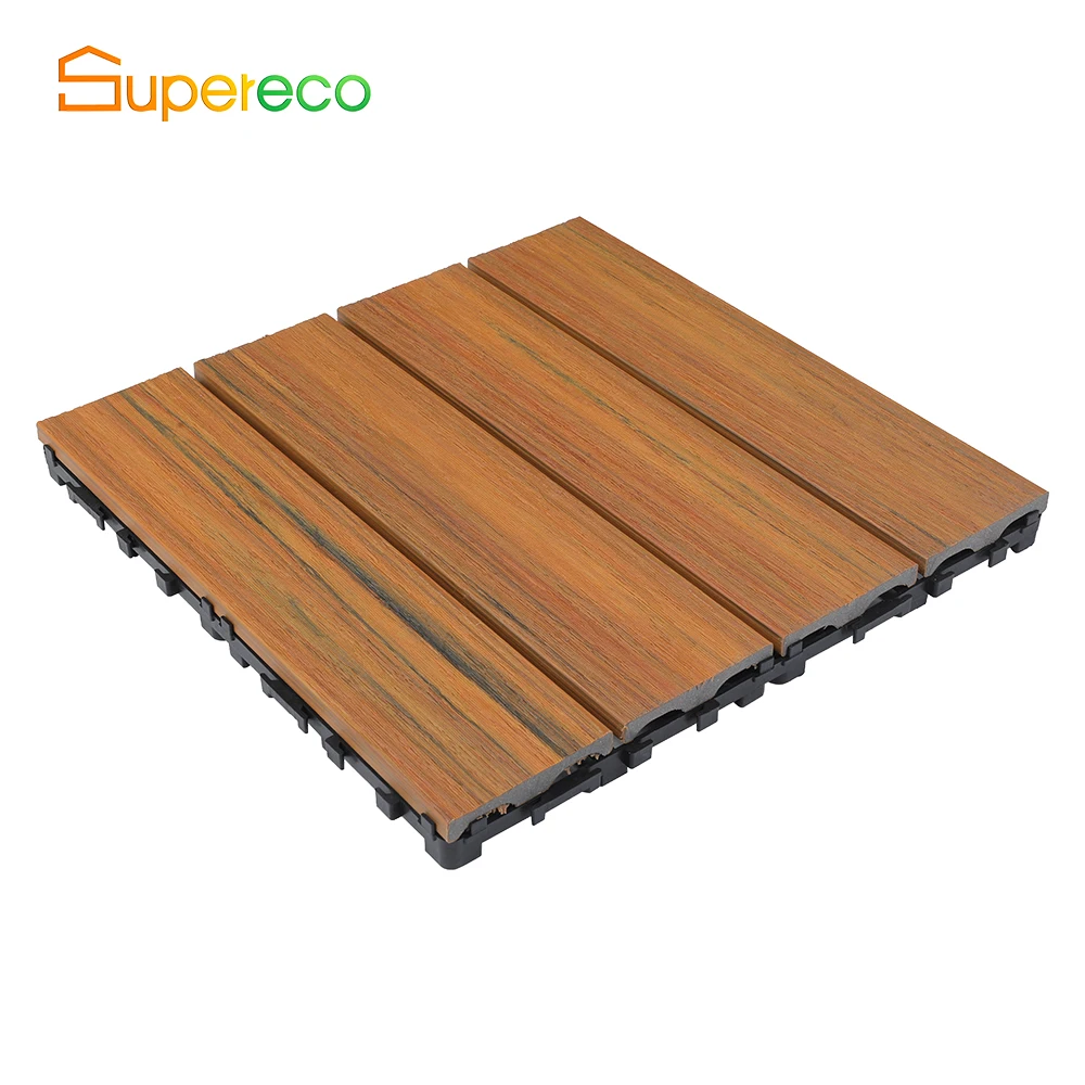 Balcony Terrace Card Buckle Together Balcony 300* 300 Mm Outdoor Wood Tile Diy Wpc Decking Composite Flooring