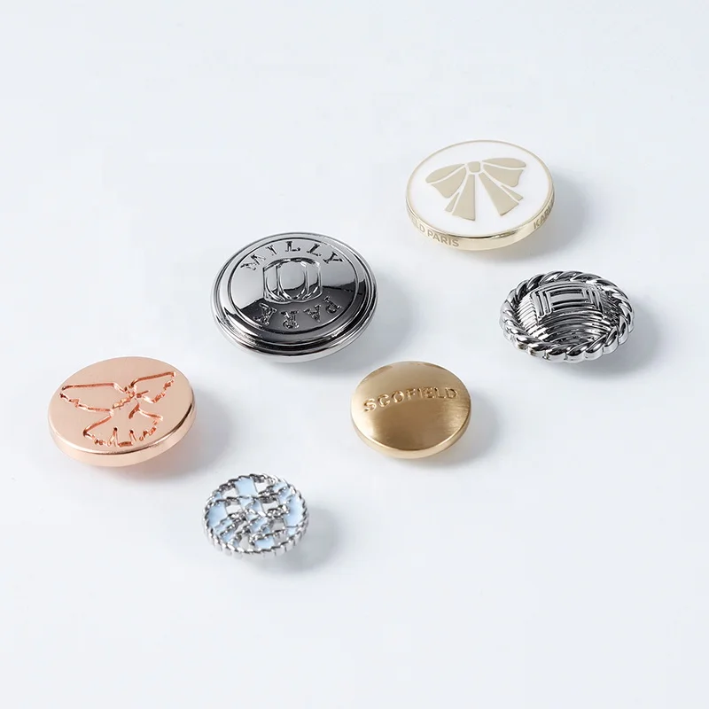 YHG Factory Wholesale Embossed Brass Zinc Alloy Logo Custom Buttons Enamel Shank Hook Metal Button for Coat Jacket
